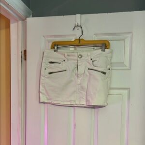 White Mini Skirt with Zipper Details